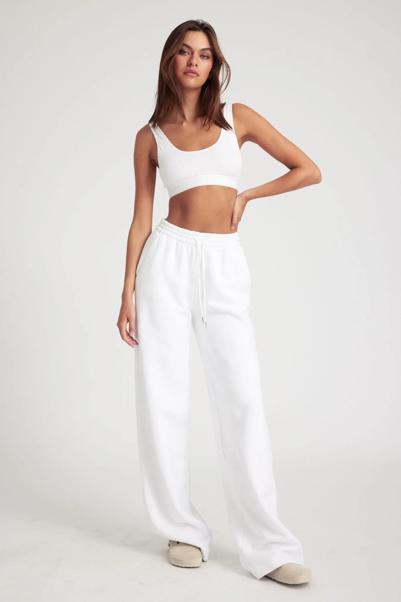 White Cotton Baggy Athletic Sweatpants