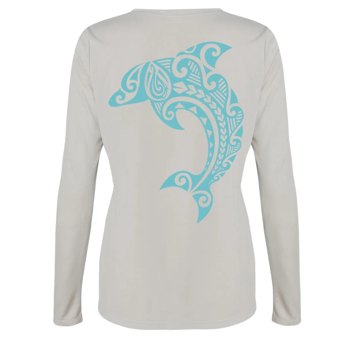 Women's Leaping Dolphin L/S Performance Tee in Sport Silver