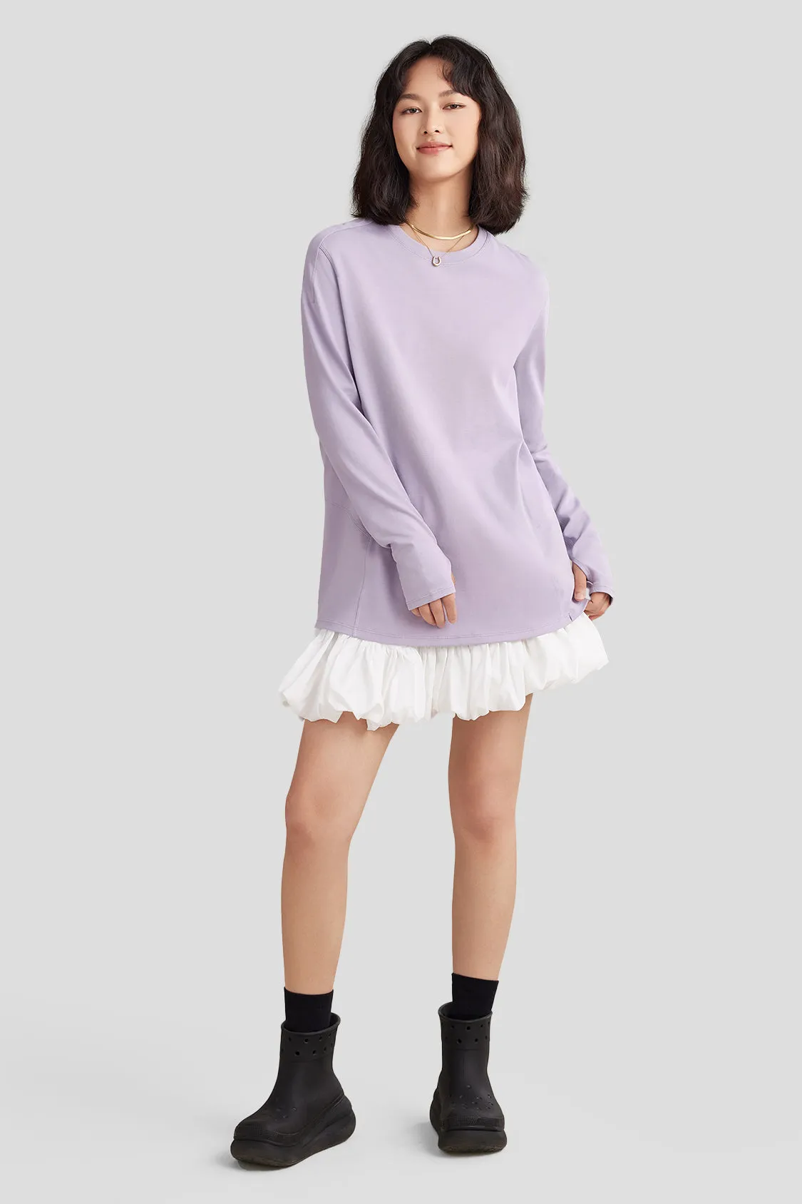 Women's Oversized Double Layer Elastic Cotton Long Sleeves