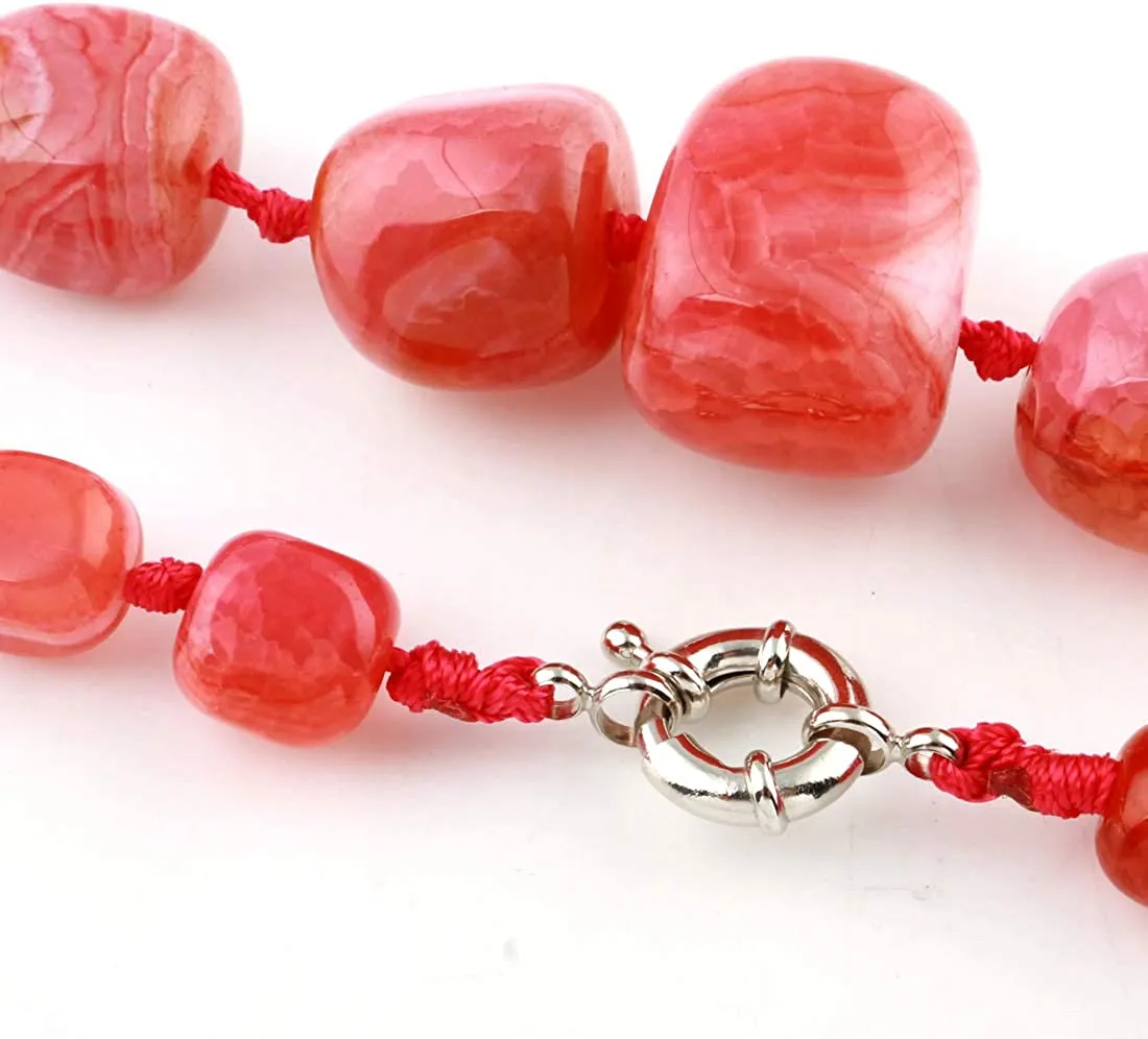 Women's Pink and Agate Gemstone Chunky Necklace